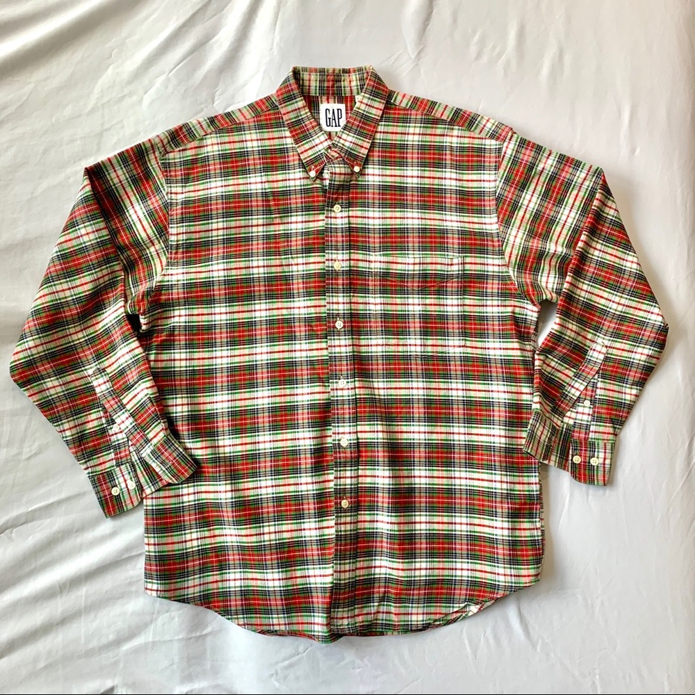 {Gap} Mens Plaid Dress Shirt Size L